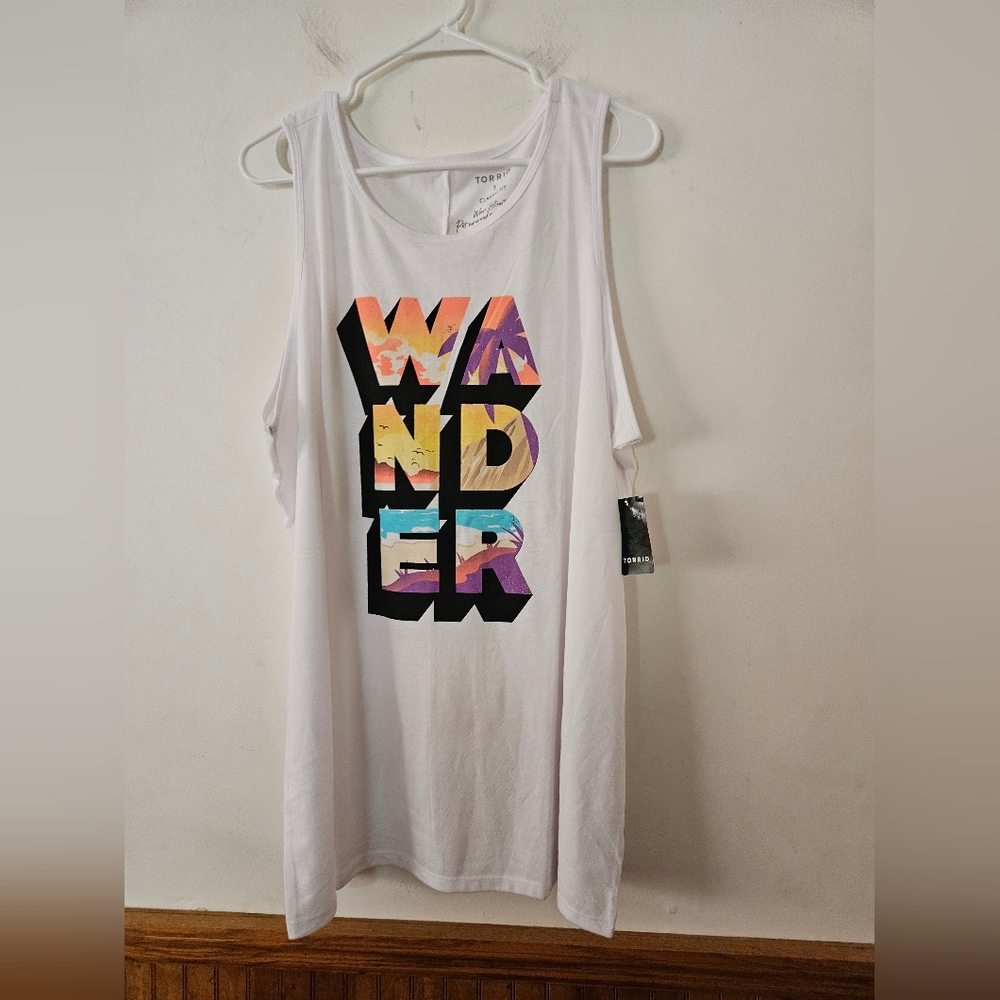 NWT TORRID Signature Jersey Everyday Crew Neck Tank WANDER White 3x